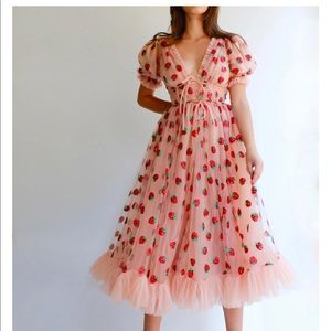 Lirika Matoshi Iconic Strawberry Midi Dress